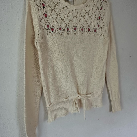 Vintage cream crochet knit jumper, knit embroidered sweater , Daddy’s Money top - Picture 2 of 10